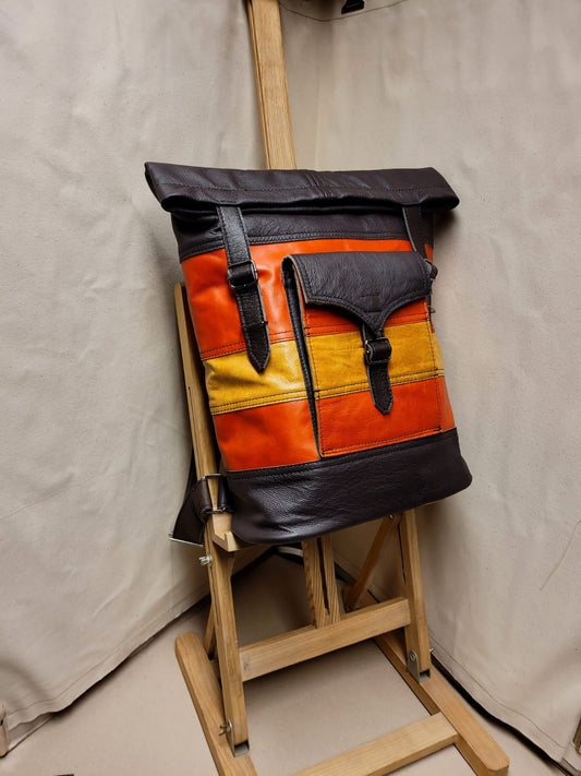 Hawthorn Roll Top Backpack - Orange & Yellow