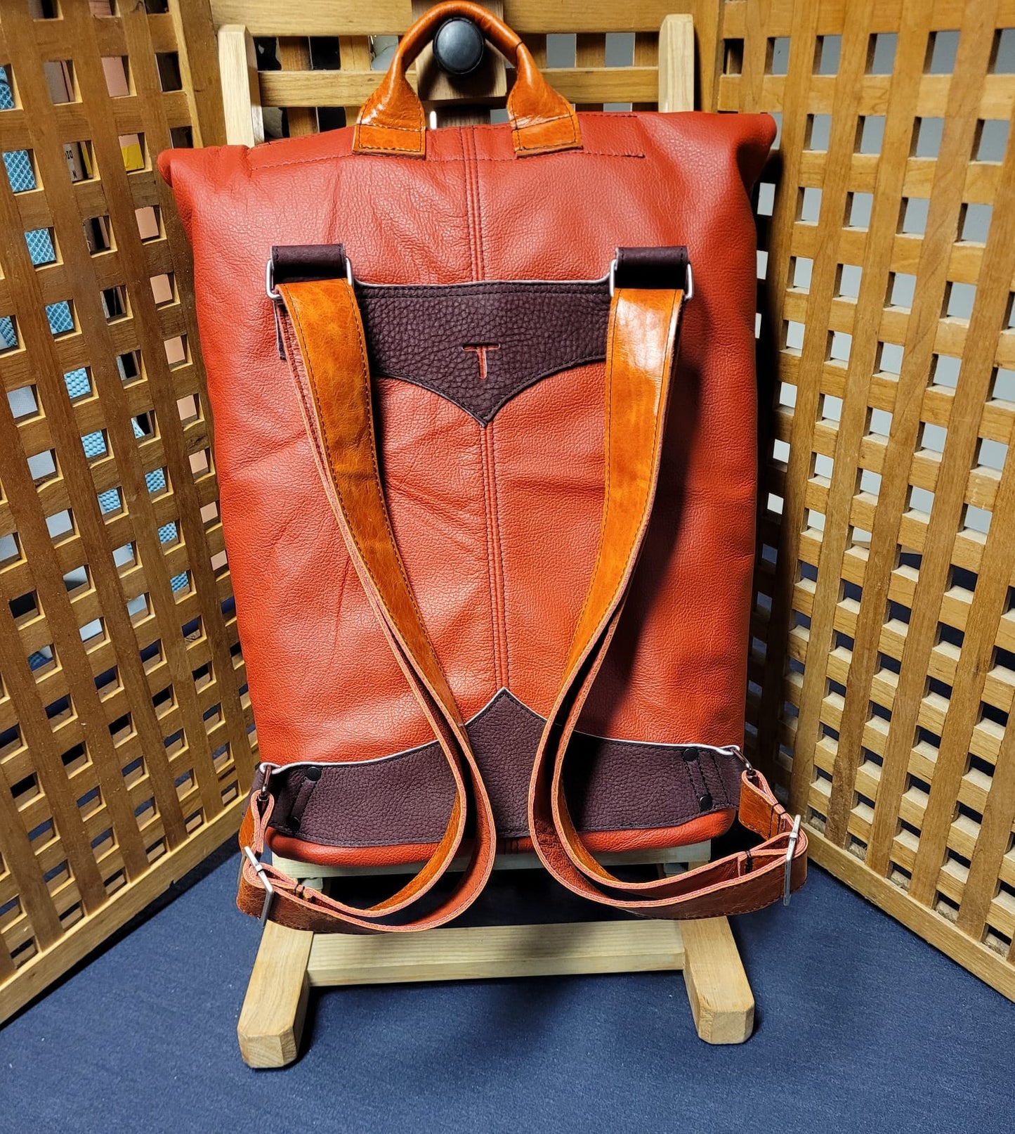 Hawthorn Roll Top Backpack - Orange & Burgundy